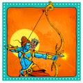 Lord Rama with bow arrow killimg Ravana