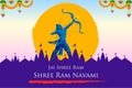 Lord Rama with bow arrow for Shree Ram Navami celebration background for religious holiday of India