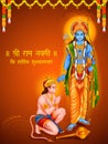 Lord Rama and Hanuman for Shree Ram Navami celebration background for religious holiday of India Royalty Free Stock Photo