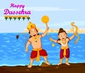 Lord Rama and Hanuman wishing Happy Dussehra