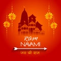 Lord Rama for India festival Happy Ram Navami background with Hindi greetings Jai Shree Ram meaning Victory to Lord Ram Royalty Free Stock Photo
