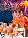 Lord Rama, Sita and Laxmana blessing for Happy Dussehra festival of India