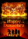 Lord Rama, Sita, Laxmana, Hanuman and Ravana in Dussehra poster Royalty Free Stock Photo