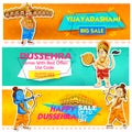 Lord Rama and ten headed Ravana for Happy Dussehra Navratri sale promotion festival of India