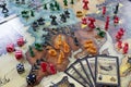 Lord of the rings risk strategy board game close up to a cards and pawns