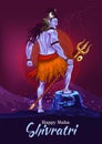 Lord Shiva back position, Indian God with happy Maha Shivratri or Mahashivratri. vector illustration design Royalty Free Stock Photo