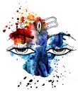 Lord shiva. eyes. Watercolor splash. Mahadev