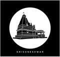 Lord shiva Grishneshwar Jyotirlinga temple vector icon. Grishneshwar temple, Aurangabad