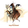 Lord shiva happy nag panchami indian festival card design Royalty Free Stock Photo