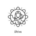 Lord Shiva line icon.Editable vector illustration