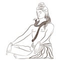 Lord Shiva in meditation. Greeting card for Maha Shivratri, a Vector illustration.