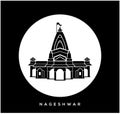 Lord shiva Nageshwar Jyotirlinga temple vector icon. Nageshwar temple, Gujarat