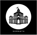 Lord shiva Somnath temple vector icon. Somnath temple, Gujarat icon