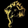 Lord Sree Ganesh with golden brush stroke. illustration isolated on black background Royalty Free Stock Photo