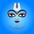 Lord Vishnu face vector illustration on blue color