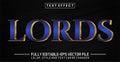 Lords text, shiny blue gold style editable text effect