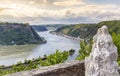 Loreley figure and Rhine valley Landscape sankt Goarshausen Ger Royalty Free Stock Photo