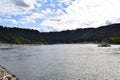 Sankt Goarshausen, Germany - 09 30 2021: service boat in Lorelei passage Royalty Free Stock Photo