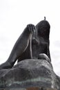 Sankt Goarshausen, Germany - 09 30 2021: The Lorelei statue at the Rhine