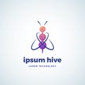 Lorem Ipsum Hive Technology Absrtract Vector Sign, Symbol or Logo Template. Bee Silhouette of Conected Spheres Chain