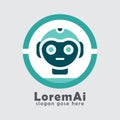 LoremAI Round Robot Head Mascot Logo, Friendly Chatbot Avatar Royalty Free Stock Photo