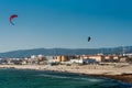 June 23, 2023, Balneario, Tarifa, Spain - Lorenzo Casati jumping and looping the Cabrinha Drifter kite. Did triple loop magaloop