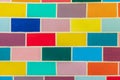 Detail of a wall decorated with brightly colored rectangles
