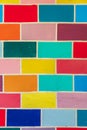 Detail of a wall decorated with brightly colored rectangles