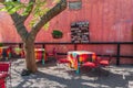 Courtyard outdoor seating at a restaurant bar in Loreto