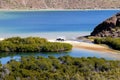 Family camping in the Loreto bays in the sea of baja california, mexico 