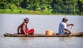 LORETO, PERU - JANUARY 02: Unidentified locals fishing in the ri