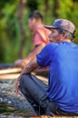 LORETO, PERU - JANUARY 02: Unidentified locals fishing in the ri