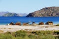 Palapas in the Loreto bays in the sea of baja california, mexico XI Royalty Free Stock Photo