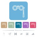 Lorgnette outline flat icons on color rounded square backgrounds