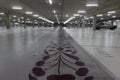 Lorient, France - February 01, 2017:Empty underground car park illuminated at night Royalty Free Stock Photo