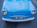 Loriol sur Drome, France - 17 September, 2022: Blue Vespa 400 - a microcar produced by the French company in the years 1957-1961. Royalty Free Stock Photo