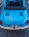 Loriol sur Drome, France - 17 September, 2022: Blue Vespa 400 - a microcar produced by the French company in the years 1957-1961. Royalty Free Stock Photo