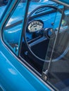 Loriol sur Drome, France - 17 September, 2022: Blue Vespa 400 - a microcar produced by the French company in the years 1957-1961. Royalty Free Stock Photo