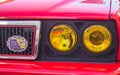 Loriol sur Drome, France - 17 September, 2022: Close-ups of the headlights of the Old Lancia Car