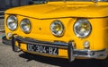 Loriol sur Drome, France - 17 September, 2022: Vintage yellow Renault 8 S (1968-1971) on the street.