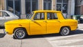 Loriol sur Drome, France - 17 September, 2022: Vintage yellow Renault 8 S (1968-1971) on the street.