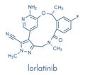 Lorlatinib cancer drug molecule. Skeletal formula.