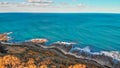 Lorne coastline, Australia. Aerial view from drone at dusk