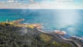 Lorne coastline, Australia. Aerial view from drone at dusk