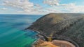 Lorne coastline, Australia. Aerial view from drone at dusk