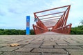 Lorong Halus Bridge with warning sign of dismount and push bicycle