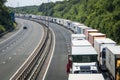 Lorries Parked on the M20 in Operation Stack Royalty Free Stock Photo