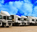 Lorries parked up outside a company Royalty Free Stock Photo