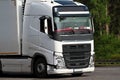 Lorries parked up outside a company`s car parking area Royalty Free Stock Photo