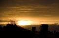 Lorries on a road at sunset Royalty Free Stock Photo